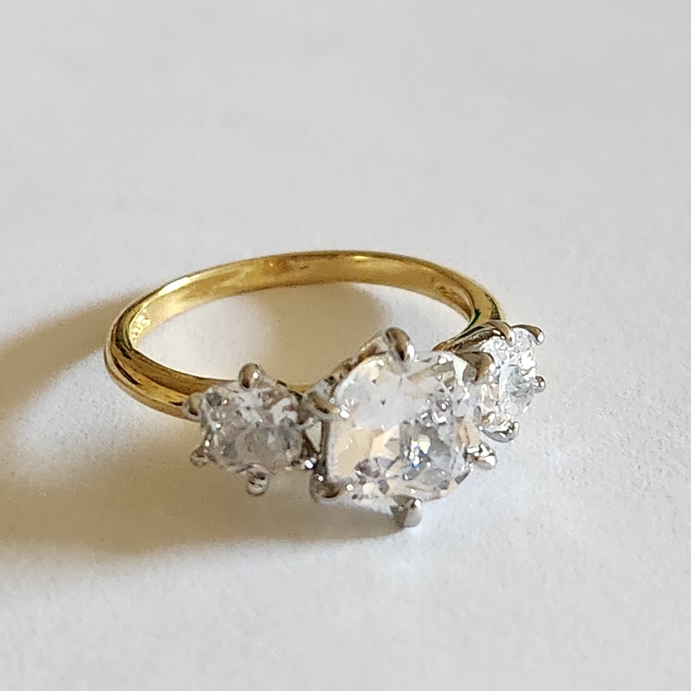 New 18K Gold Plated & 925 Silver Diamond Two Tone Ring for Women